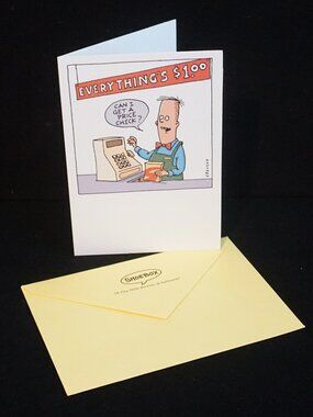 Shoebox Vintage Hallmark Note Card Everything’s $1 Price Check Funny Comic